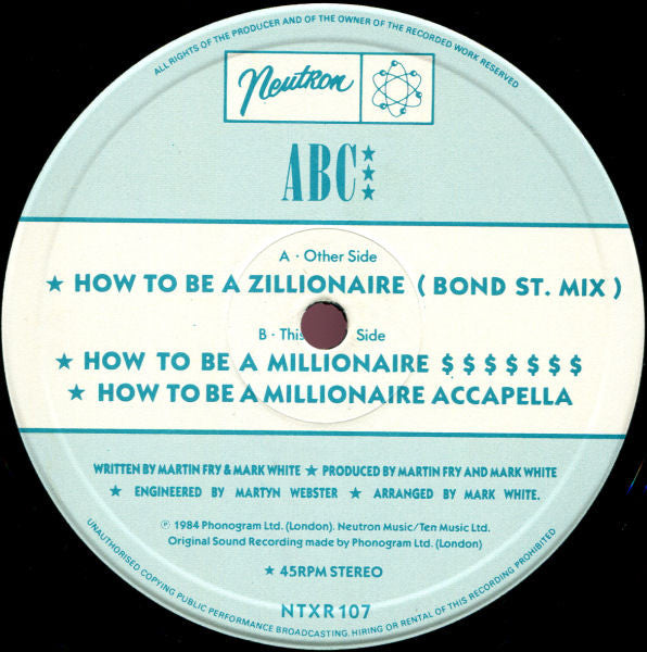 ABC - Zillionaire (Bond St. Mix) - 1984