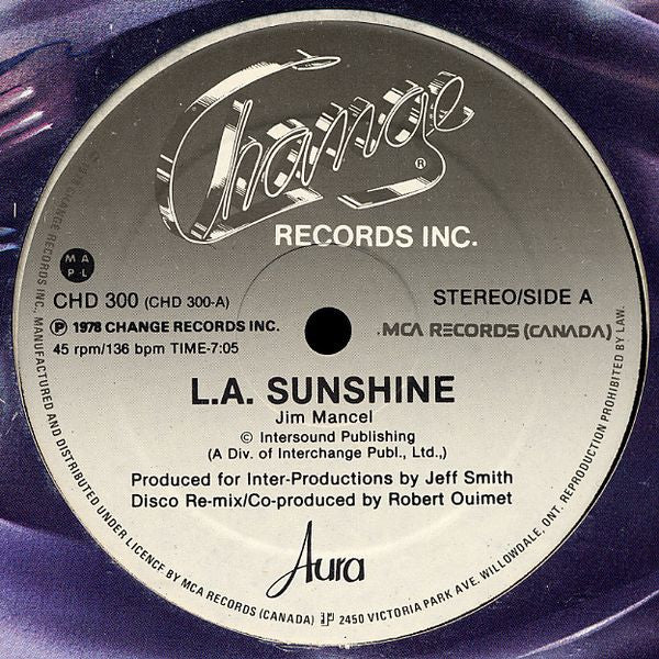 Aura - L.A. Sunshine Vinyl Record