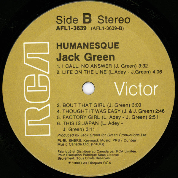 Jack Green - Humanesque - 1980
