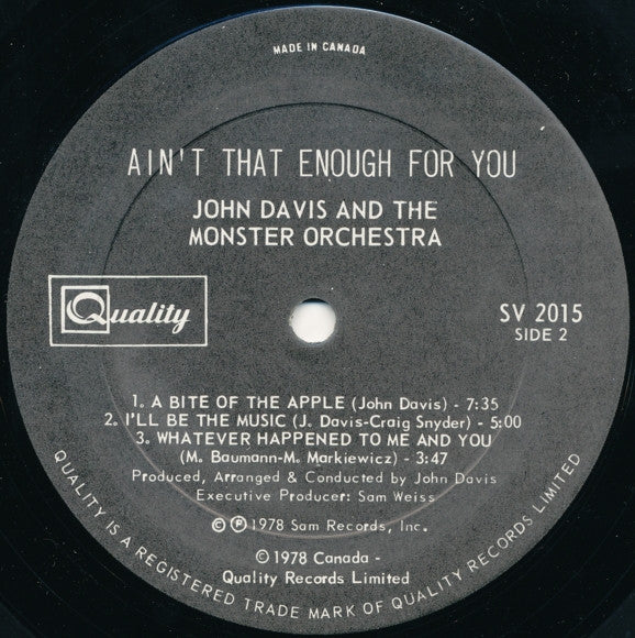 John Davis & The Monster Orchestra - Ain't That Enough For You