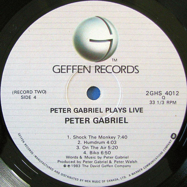 Peter Gabriel - Plays Live Vinyl Record