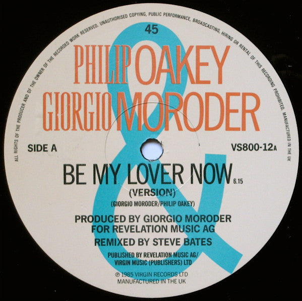 Philip Oakey & Giorgio Moroder - Be My Lover Now - 1985