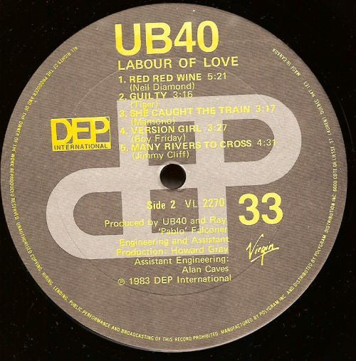 UB40 - Labour Of Love Vinyl Record