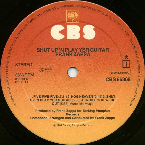 Frank Zappa - Shut Up 'N Play Yer Guitar - 1981