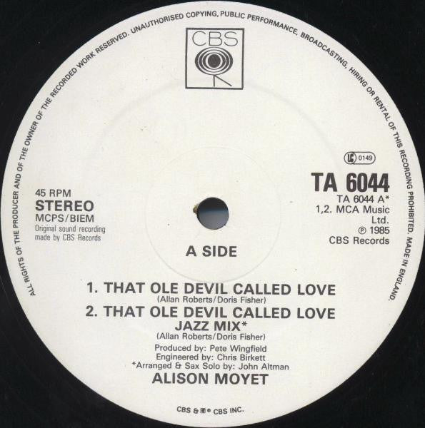 Alison Moyet - That Ole Devil Called Love - 1985