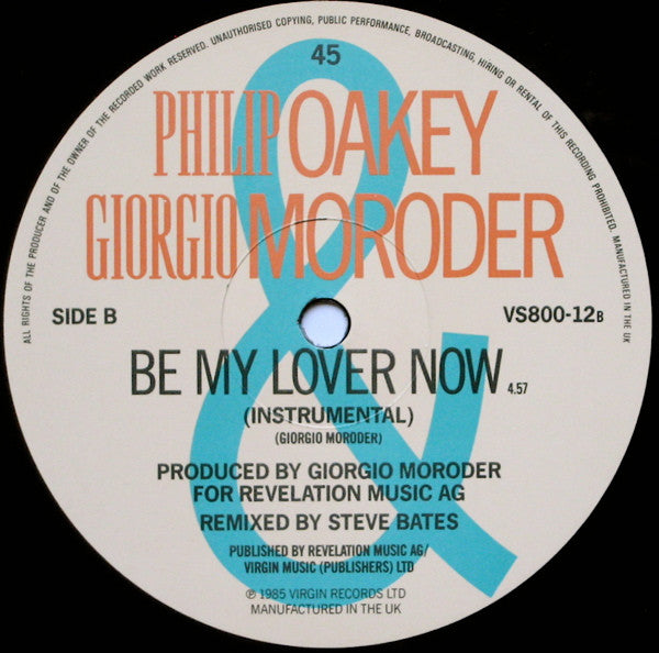 Philip Oakey & Giorgio Moroder - Be My Lover Now - 1985
