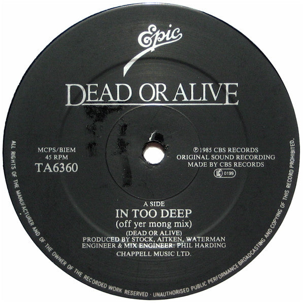 Dead Or Alive - In Too Deep (Off Yer Mong Mix) - 1985