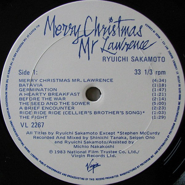 Ryuichi Sakamoto - Merry Christmas Mr Lawrence (Sound Track From The Motion Picture) - 1983