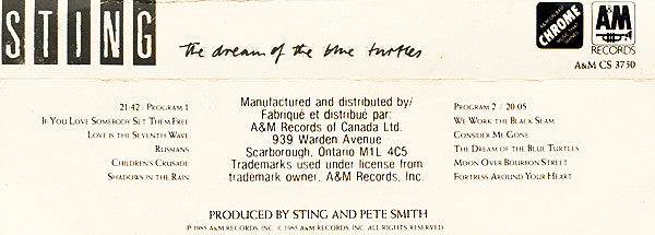 Sting - The Dream Of The Blue Turtles - 1985
