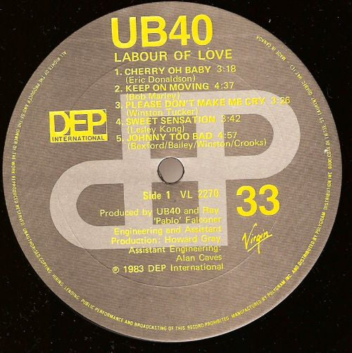 UB40 - Labour Of Love Vinyl Record