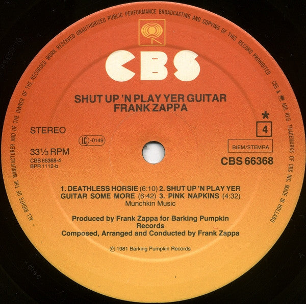 Frank Zappa - Shut Up 'N Play Yer Guitar - 1981