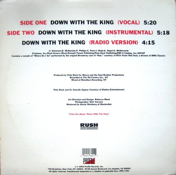 Run DMC - Down With The King Vinyl Record