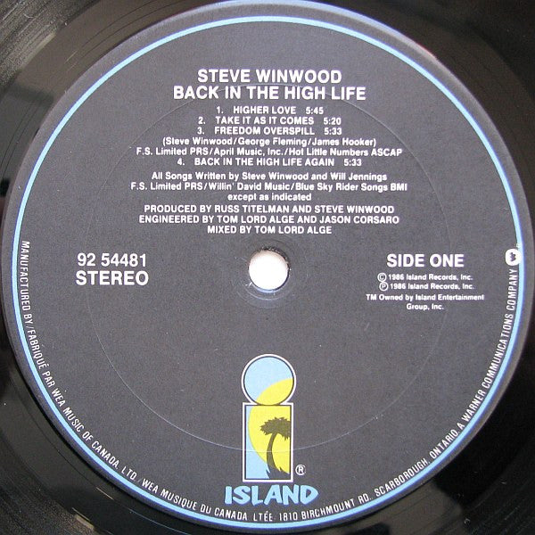 Steve Winwood - Back In The High Life - 1986