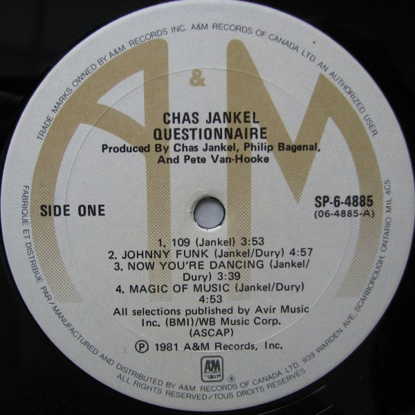 Chas Jankel - Questionnaire - 1981