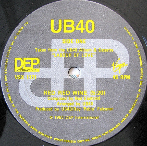 UB40 - Red Red Wine Vinyl Record