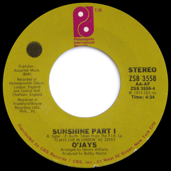 O'Jays, The - Sunshine - 1974