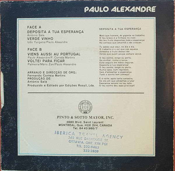 Paulo Alexandre - Deposita A Tua Esperança - 1986