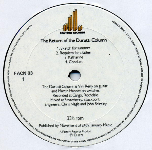 Durutti Column, The - The Return Of The Durutti Column - 1981