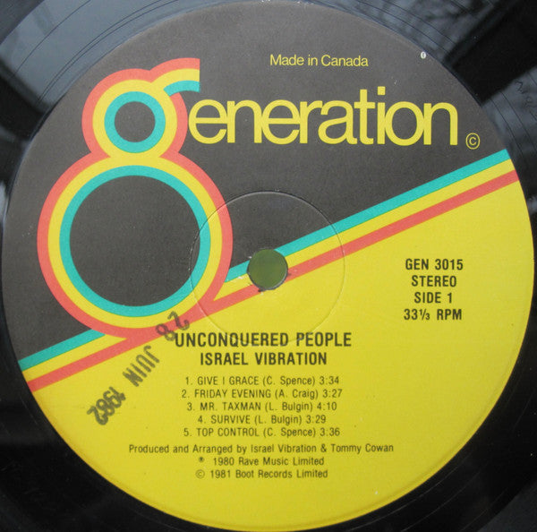 Israel Vibration - Unconquered People Vinyl Record