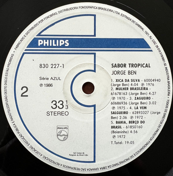 Jorge Ben - Sabor Tropical - 1986