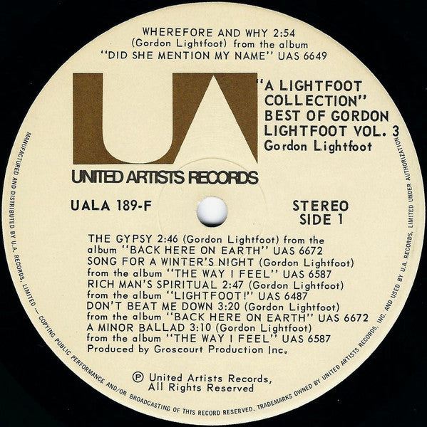 Gordon Lightfoot - A Lightfoot Collection: The Best Of Gordon Lightfoot Vol. 3 - 1975