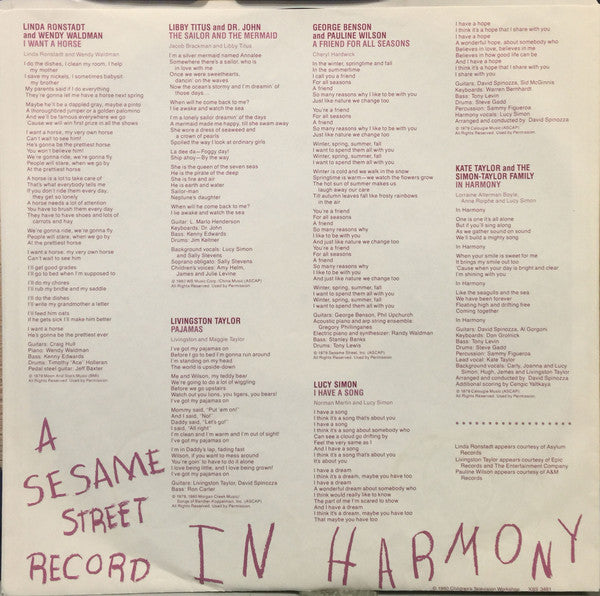Various -  In Harmony - A Sesame Street Record  - 1980