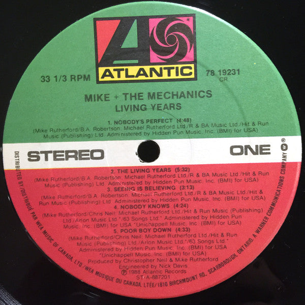 Mike & The Mechanics - Living Years Vinyl Record