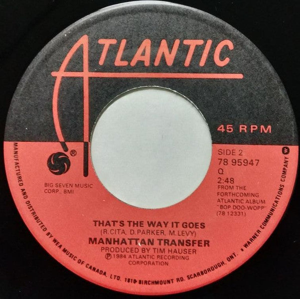 Manhattan Transfer, The - Baby Come Back To Me (The Morse Code Of Love) / That's The Way It Goes - 1984