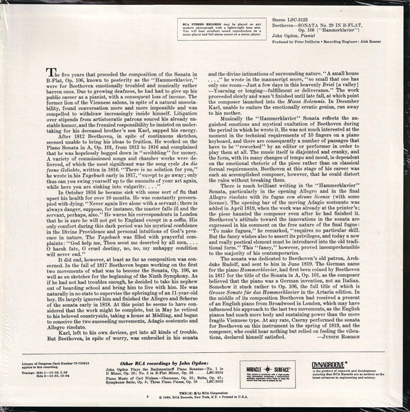 Ludwig van Beethoven / John Ogdon - Beethoven: "Hammerklavier" Sonata  - 1969