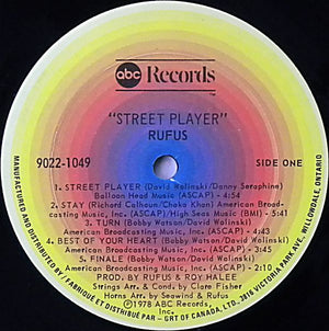 Rufus & Chaka Khan - Street Player Vinyl Record