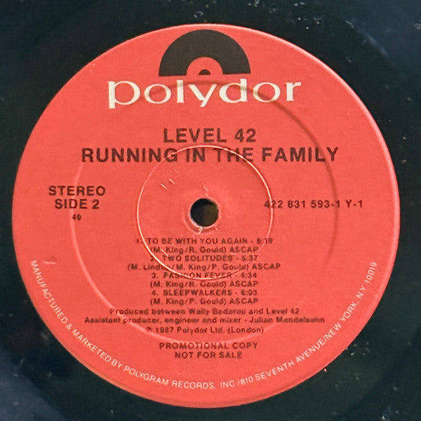 Level 42 - Running In The Family - 1987