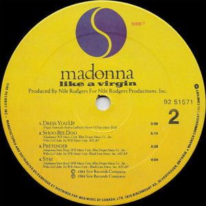 Madonna - Like A Virgin Vinyl Record