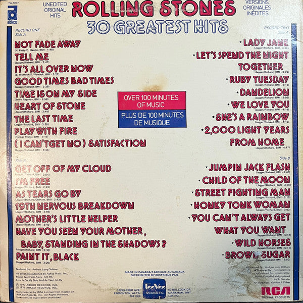 The Rolling Stones - 30 Greatest Hits Vinyl Record