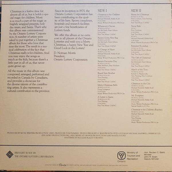 Music Writers Orchestra - Christmas Is For Children - 1982
