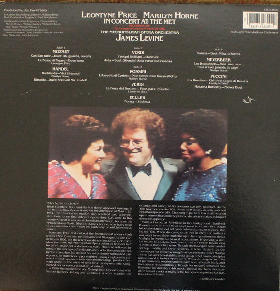 Leontyne Price, Marilyn Horne, James Levine - In Concert At The Met - 1983