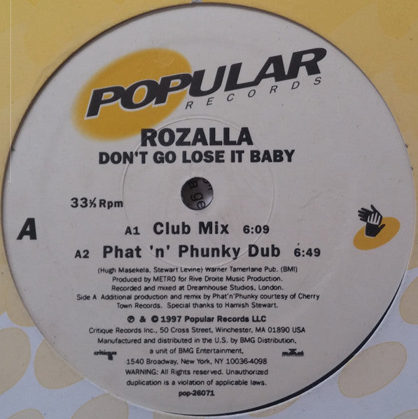 Rozalla - Don't Go Lose It Baby - 1997