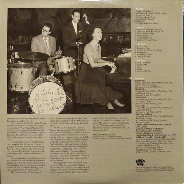 Marian McPartland - At The Hickory House - 1980