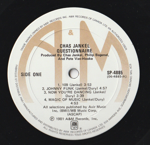 Chas Jankel - Questionnaire - 1981