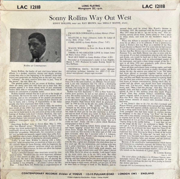 Sonny Rollins - Way Out West - 1958