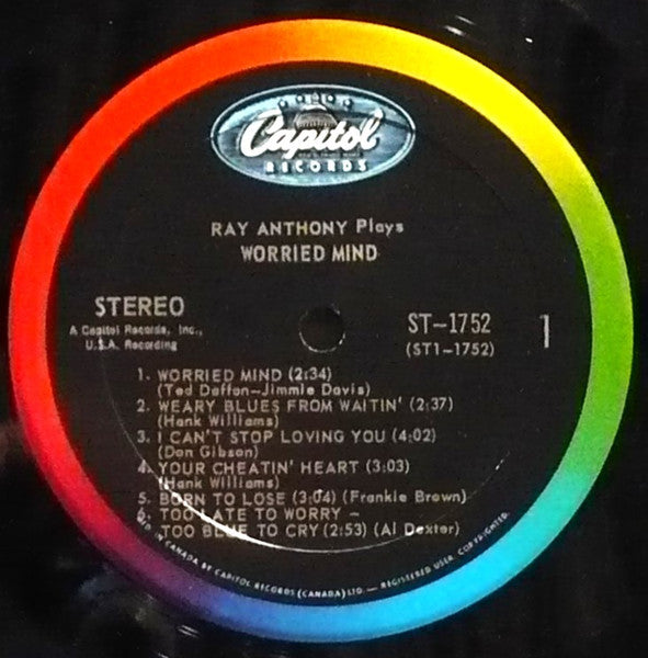 Ray Anthony - Worried Mind (The Soul Of Country Western Blues) - 1962