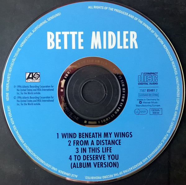 Bette Midler - Wind Beneath My Wings (CD) - 1996