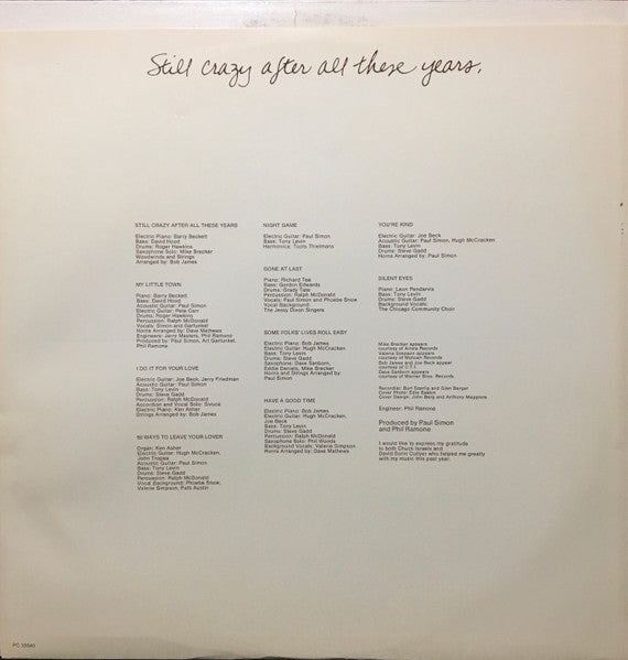 Paul Simon - Still Crazy After All These Years -