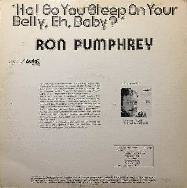 Ron Pumphrey - 'Ha! So You Sleep, On Your Belly, Eh, Baby?'