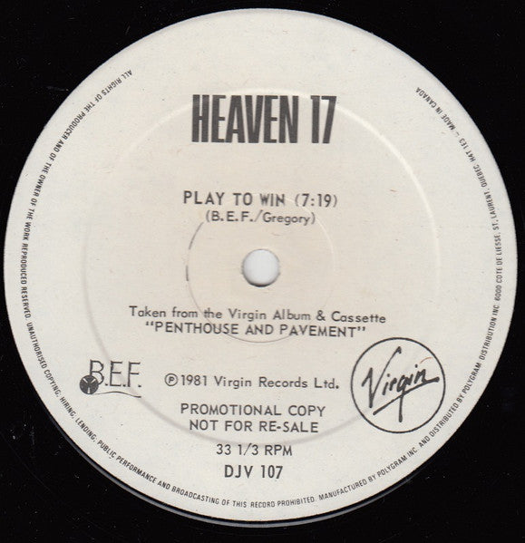 Heaven 17 / Simple Minds - Play To Win / Love Song Vinyl Record