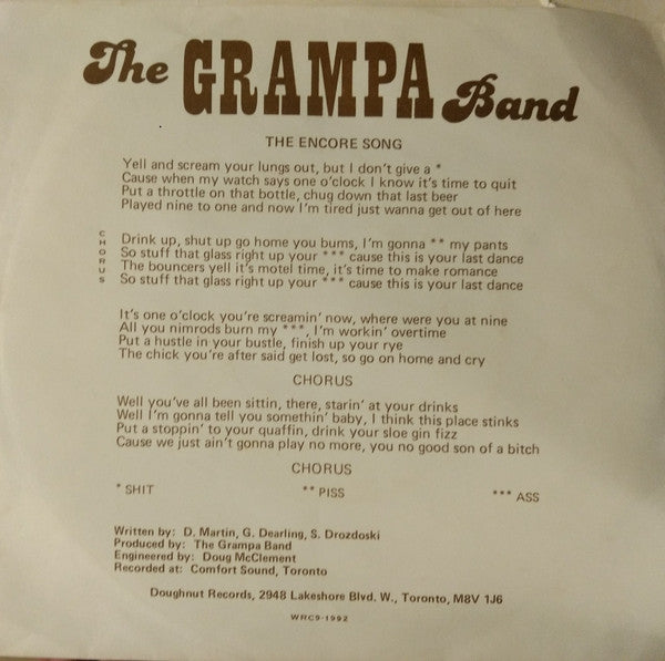 The Grampa Band - The Encore Song Vinyl Record