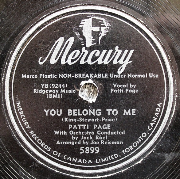 Patti Page - You Belong To Me / I Went To Your Wedding