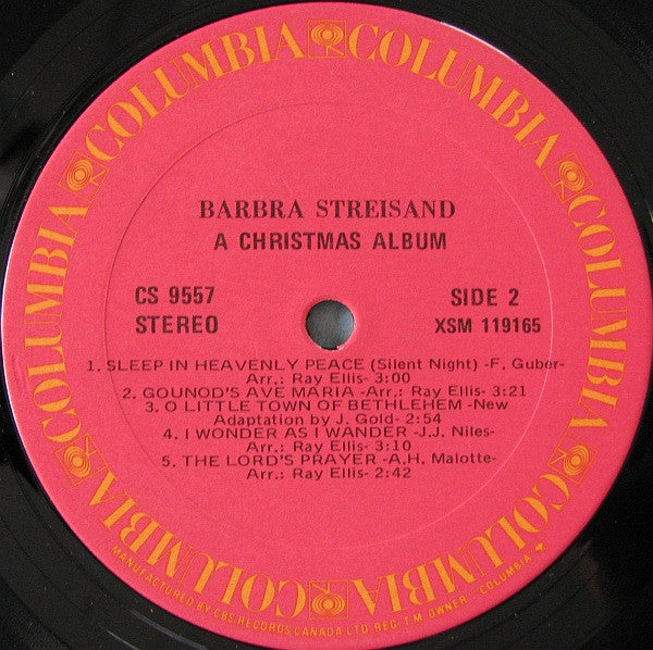 Barbra Streisand - A Christmas Album Vinyl Record