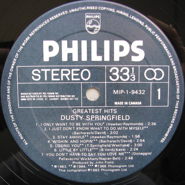 Dusty Springfield - Greatest Hits - 1983