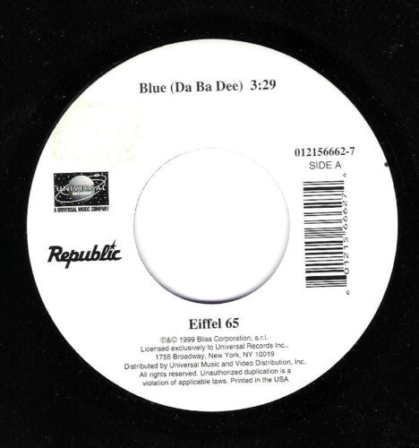 Eiffel 65 - Blue (Da Ba Dee) - 1999