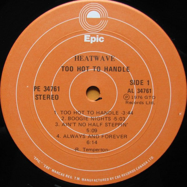 Heatwave - Too Hot To Handle Vinyl Record